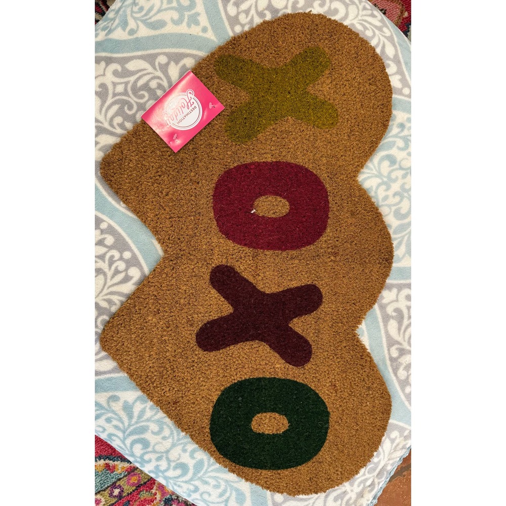 HEB Destination Holiday Rectangular Doormat Heart XOXO Print NWT